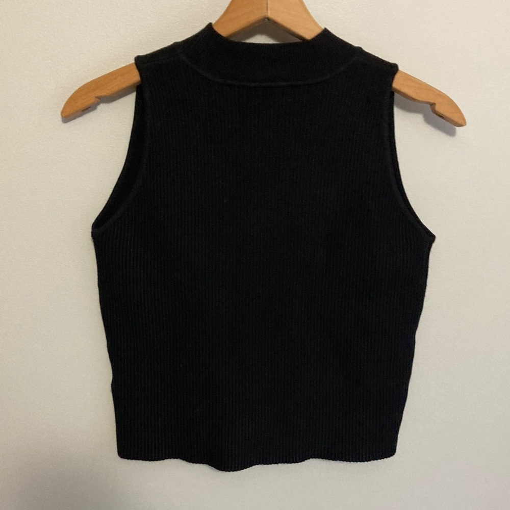 H Halston Heritage Black Ribbed Tank Top, Sleeveless Shirt, Size Large - Picture 9 of 9